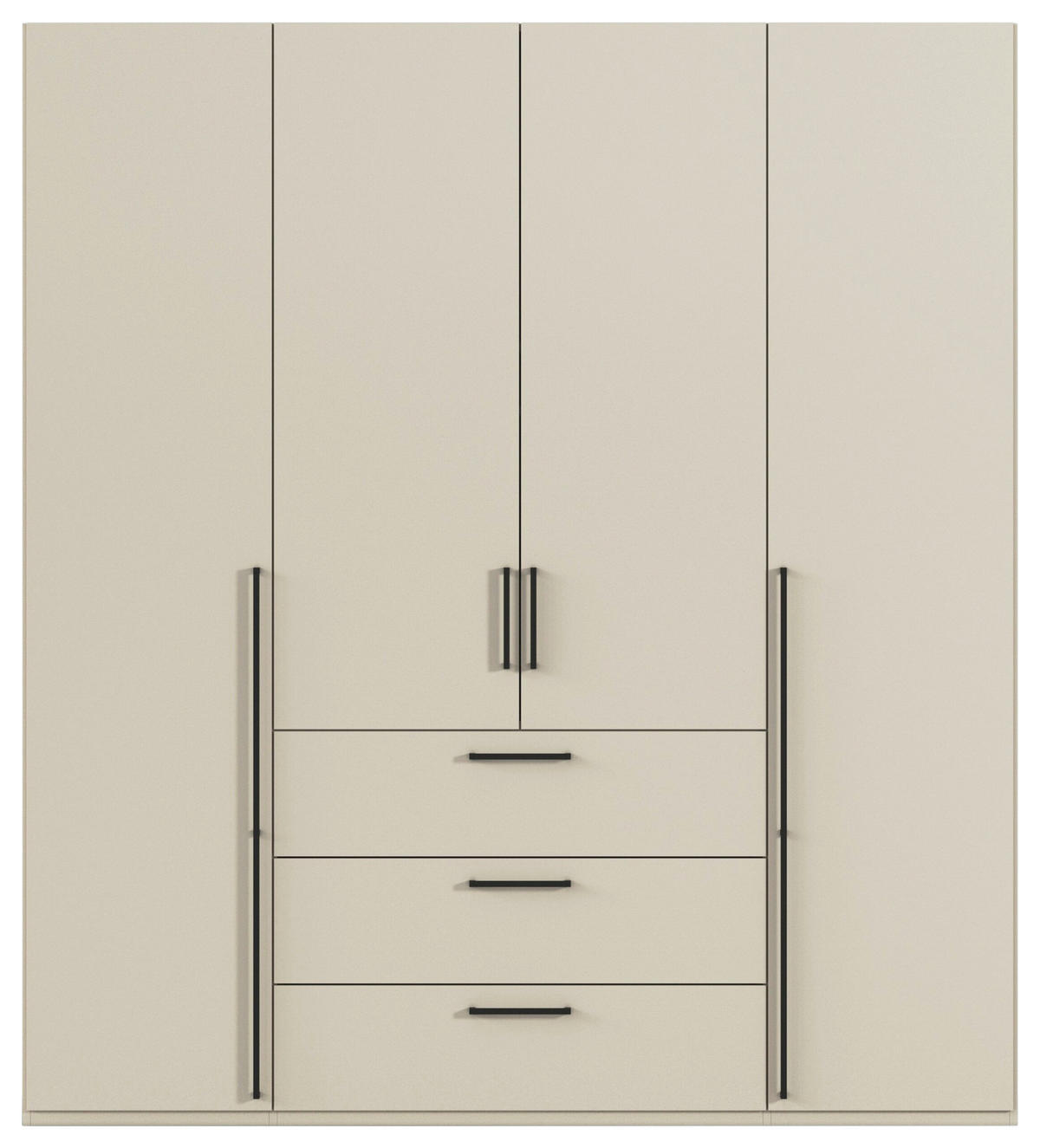 DREHTÜRENSCHRANK 201/223/61 cm,  in Champagner, 4-türig  - Champagner/Schwarz, Basics, Holzwerkstoff/Metall (201/223/61cm) - Novel
