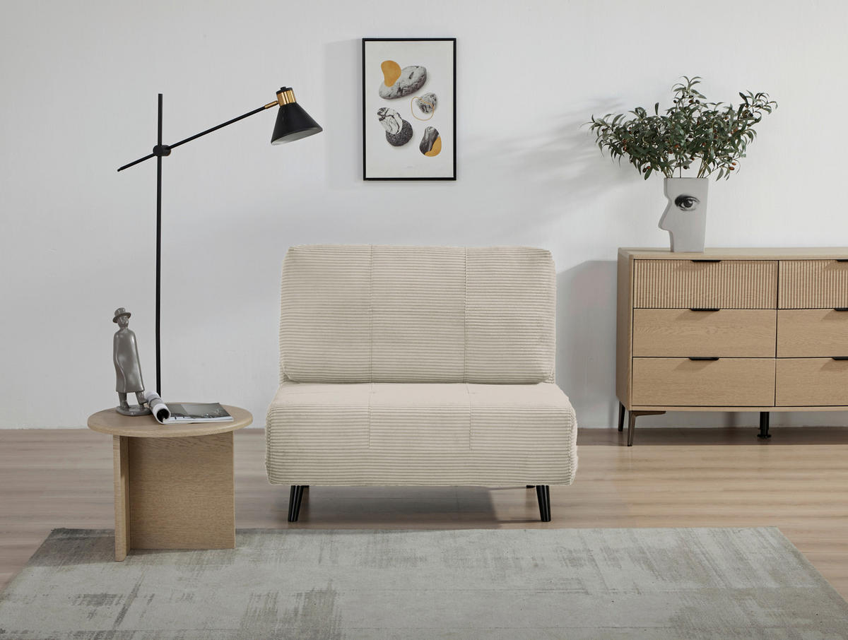 SCHLAFSESSEL Cord Beige    - Beige/Schwarz, Design, Holz/Textil (100/82/91cm) - Ti'me