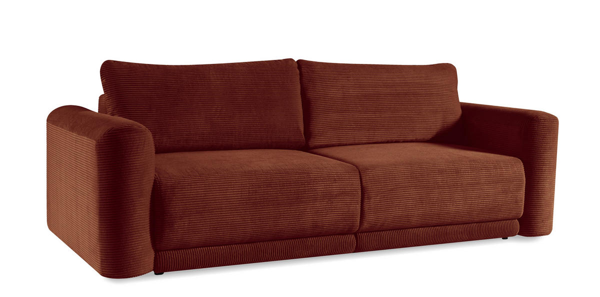 SCHLAFSOFA NORMAN in gerippt Rostfarben  - Rostfarben/Schwarz, Design, Kunststoff/Textil (252/93/167cm) - Livetastic
