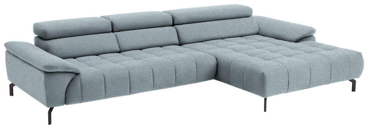 CANAPÉ D'ANGLE in Webstoff Türkis  - Türkis/Schwarz, Design, Textil/Metall (329/190cm) - Beldomo Style