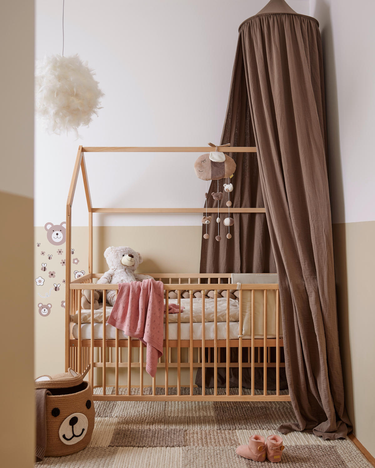 GITTERBETT EMMA 144/75/161 cm  - Buchefarben, Trend, Holz (144/75/161cm) - My Baby Lou