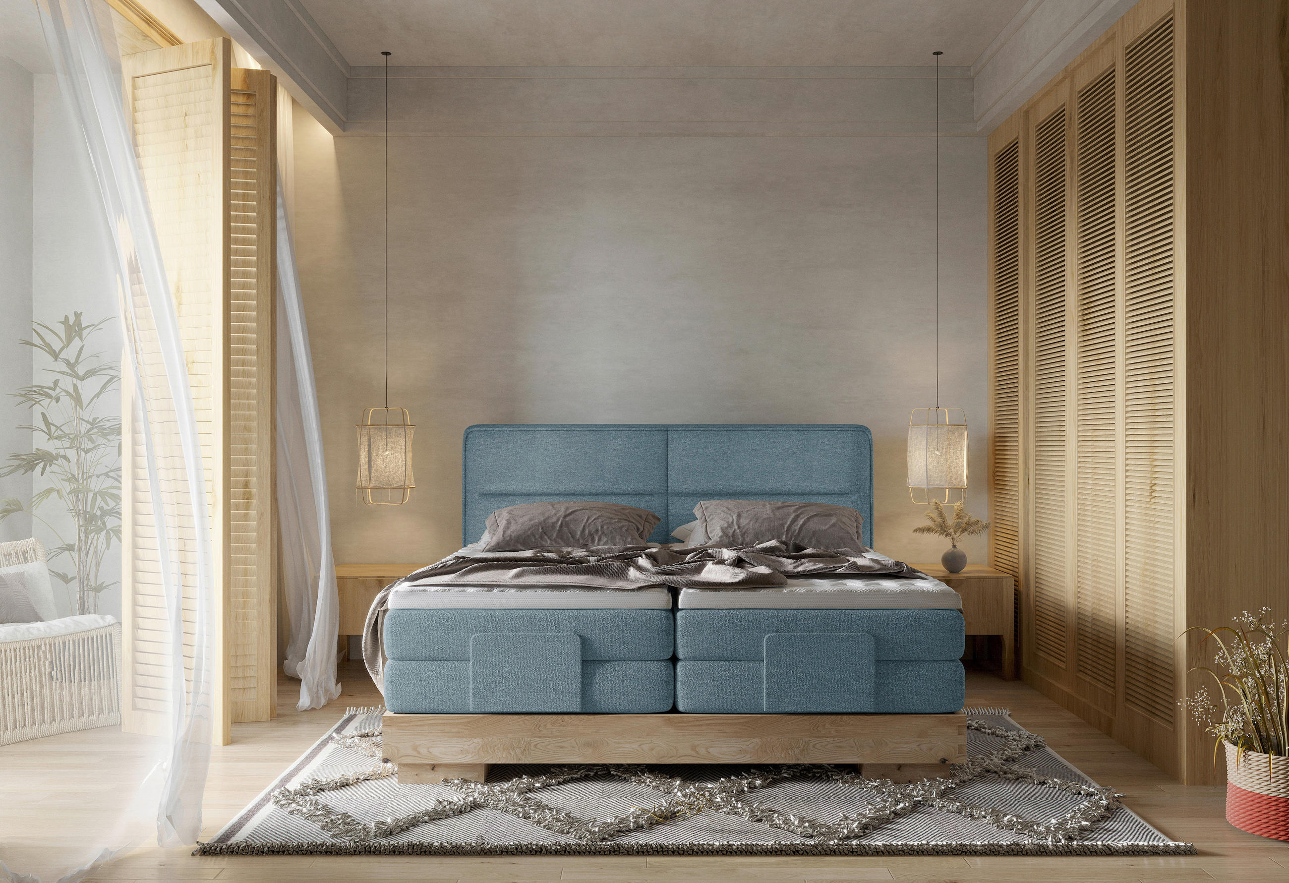 BOXSPRINGBETT 160/200 cm  in Eichefarben, Beige  - Eichefarben/Beige, Natur, Holz/Holzwerkstoff (160/200cm) - Valnatura