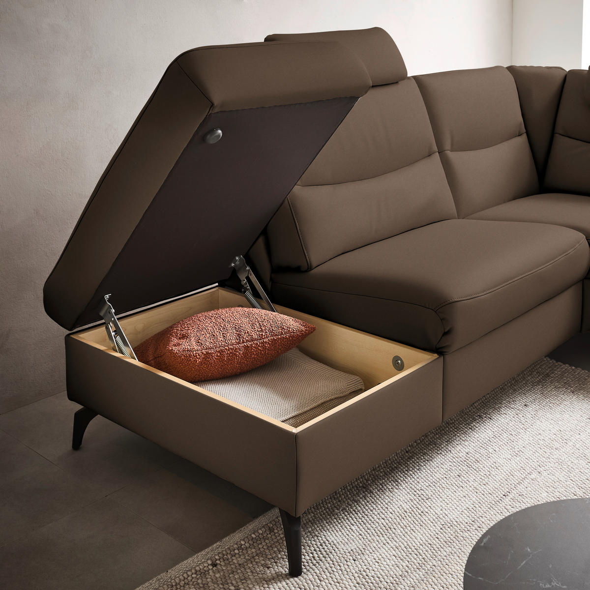 ECKSOFA  in Echtleder Braun  249/280 cm  - Anthrazit/Braun, Design, Leder/Metall (249/280cm) - Himolla Komfortklass
