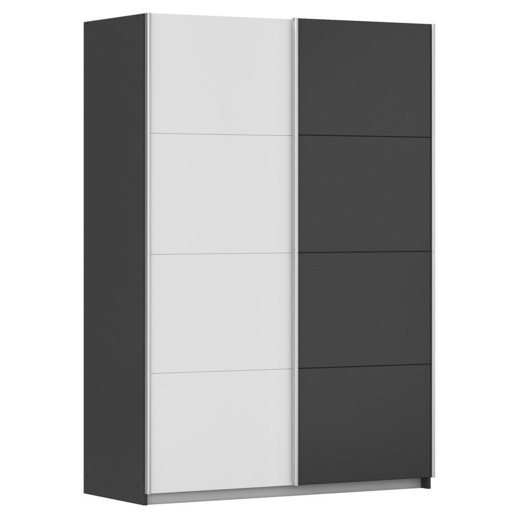 Schwebetürenschrank 136cm Subito, Graphitfarben/weiß