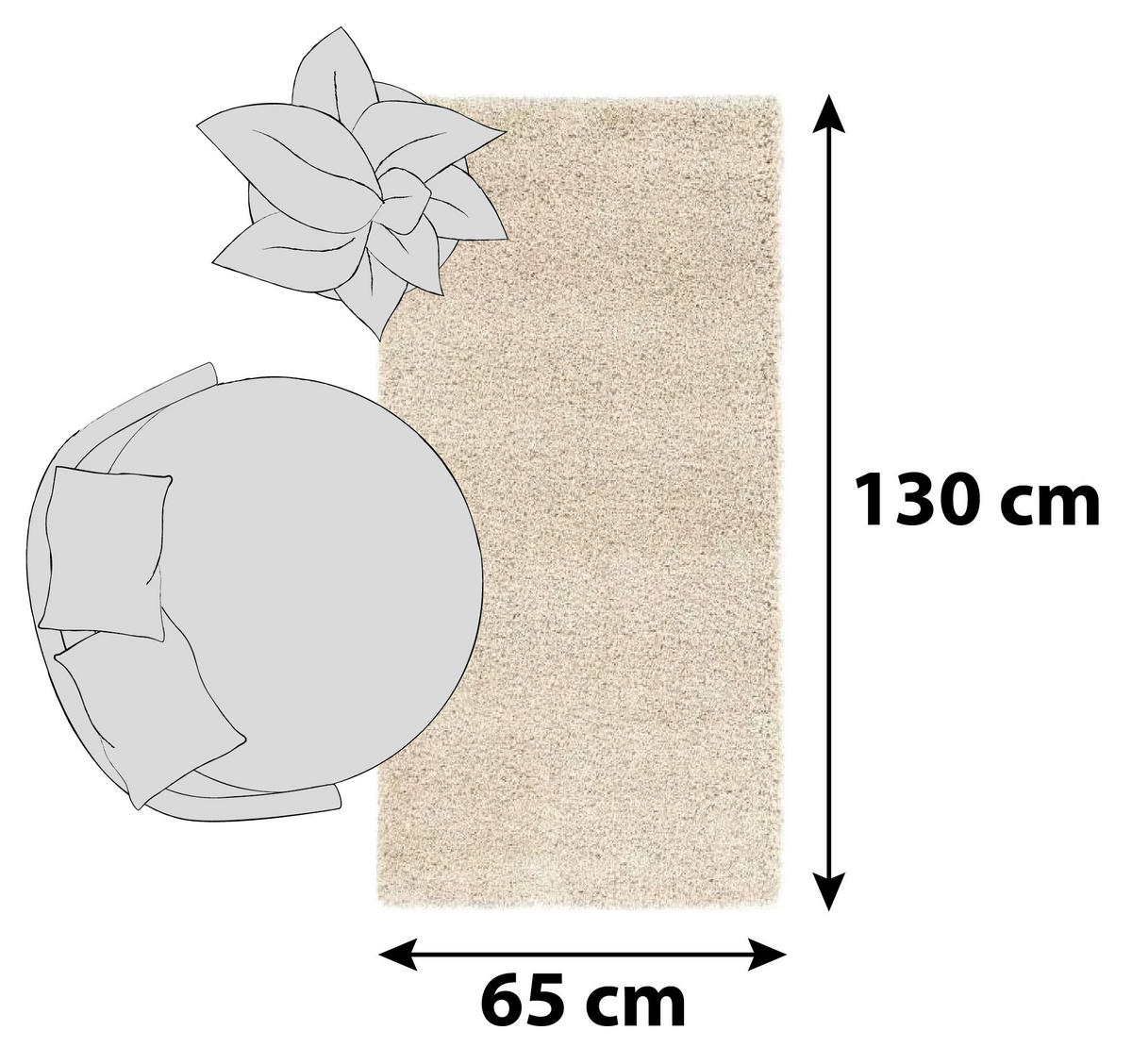 HOCHFLORTEPPICH 65/130 cm Fashion Shaggy Beige rechteckig  - Beige, Basics, Textil (65/130cm) - Novel