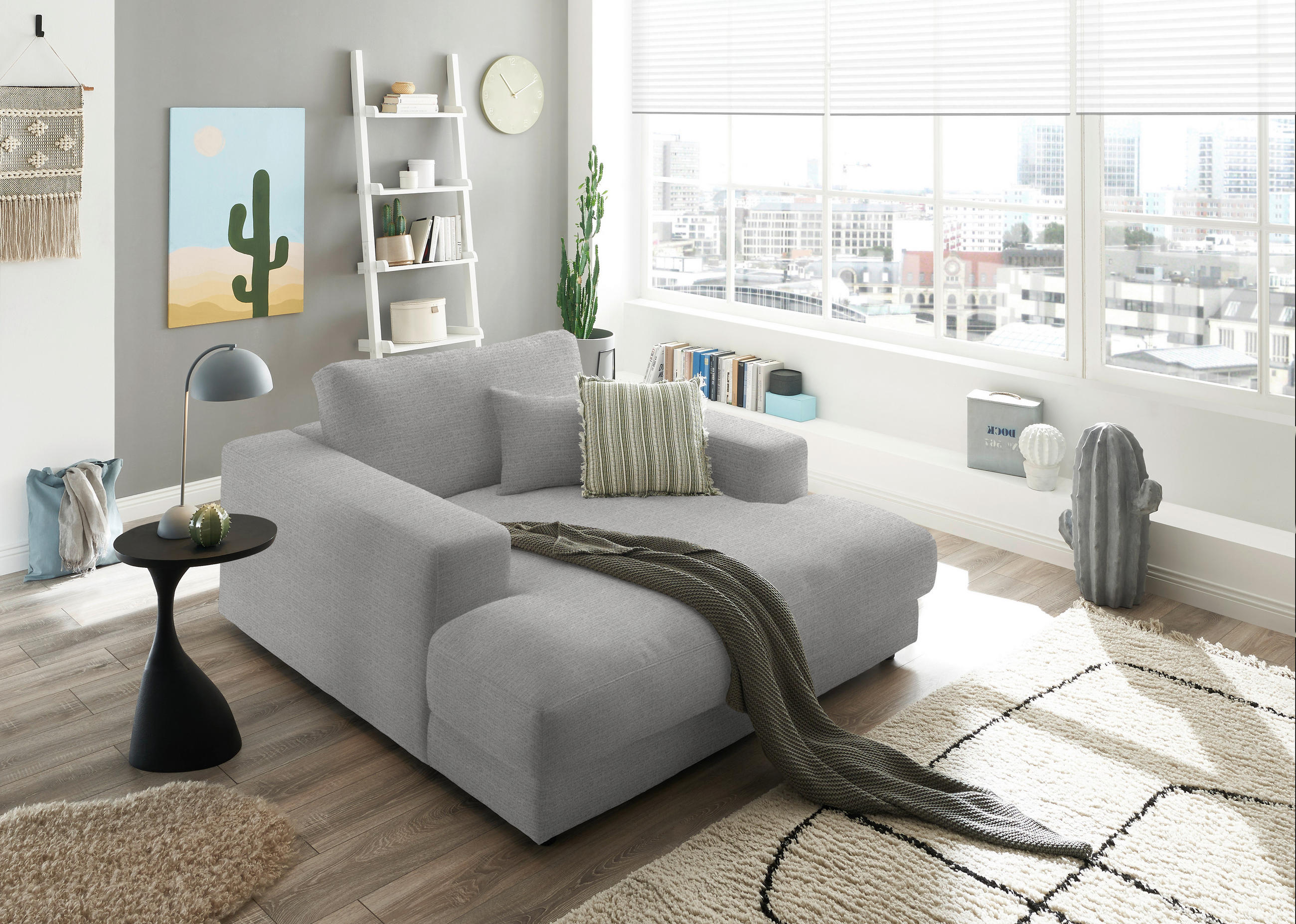 XXL-SESSEL in Chenille Grau  - Schwarz/Grau, Design, Kunststoff/Textil (150/86/170cm) - Lomoco