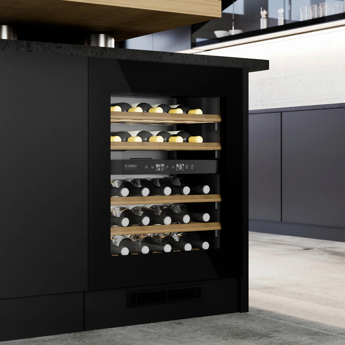 WEINKÜHLSCHRANK WineExcellence WEU 36  - Schwarz, Basics, Glas (59,5/81,9/57,7cm) - CASO Design