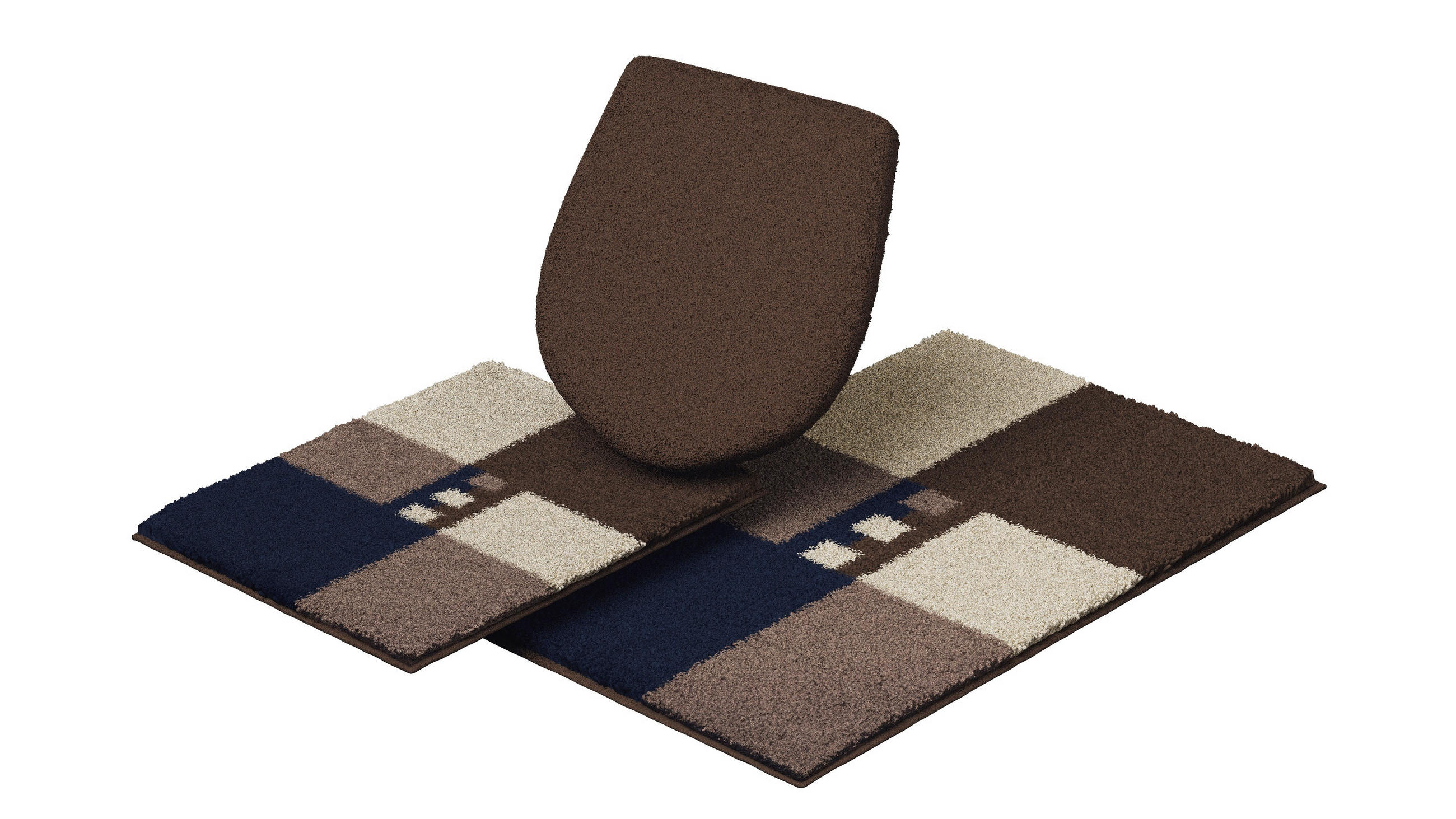 BADEMATTENSET Braun  - Braun, Basics, Kunststoff/Textil - Grund