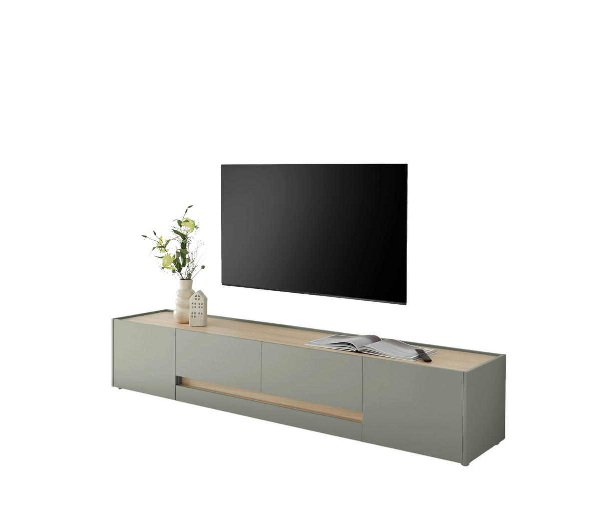 LOWBOARD  223/42/45 cm 2 Schublade(n) Beimöbel erhältlich, stehend  - Eichefarben/Schwarz, Design, Holzwerkstoff/Kunststoff (223/42/45cm) - Modante