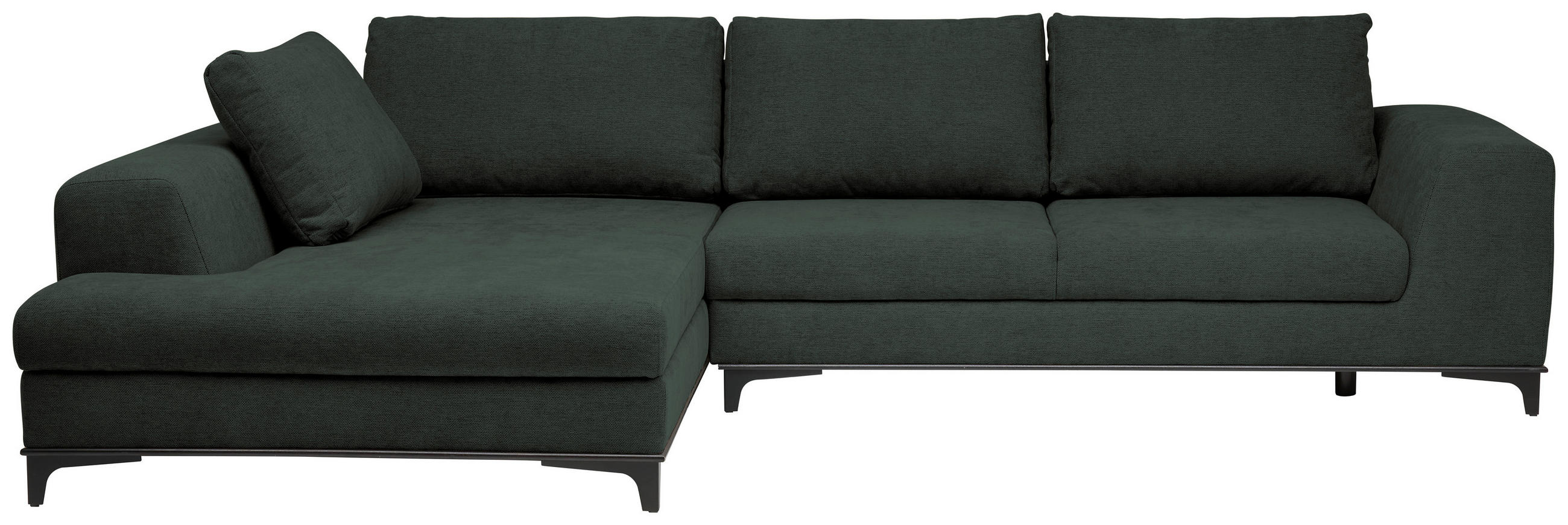ECKSOFA inkl. Funktionen Dunkelgrün Webstoff  - Dunkelgrün/Schwarz, Design, Textil/Metall (211/314cm) - Stylife
