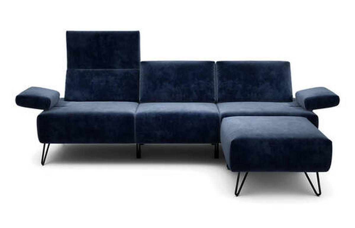 3-SITZER-SOFA in Samt Dunkelblau  - Schwarz/Dunkelblau, Design, Textil/Metall (234-264/85/86-94cm) - SENSOO