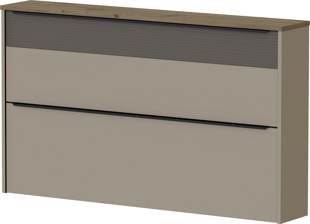 SCHUHSCHRANK 137/80/23 cm  - Taupe/Sandfarben, Design, Glas/Holzwerkstoff (137/80/23cm) - Dieter Knoll