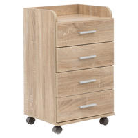 ROLLCONTAINER Eichefarben  - Eichefarben/Silberfarben, KONVENTIONELL, Holzwerkstoff/Kunststoff (40/70,5/33cm) - MID.YOU