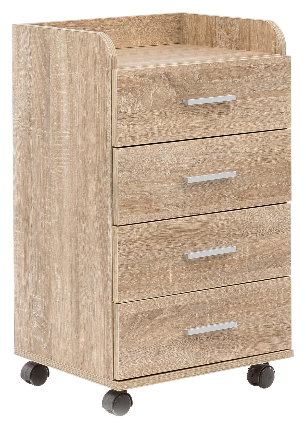 ROLLCONTAINER Eichefarben  - Eichefarben/Silberfarben, KONVENTIONELL, Holzwerkstoff/Kunststoff (40/70,5/33cm) - MID.YOU