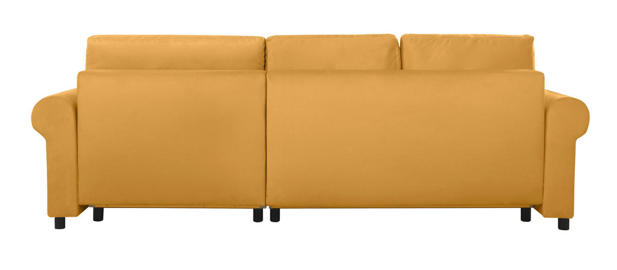 ECKSOFA in Gelb  - Gelb/Buchefarben, Design, Holz/Textil (266/161cm) - MID.YOU