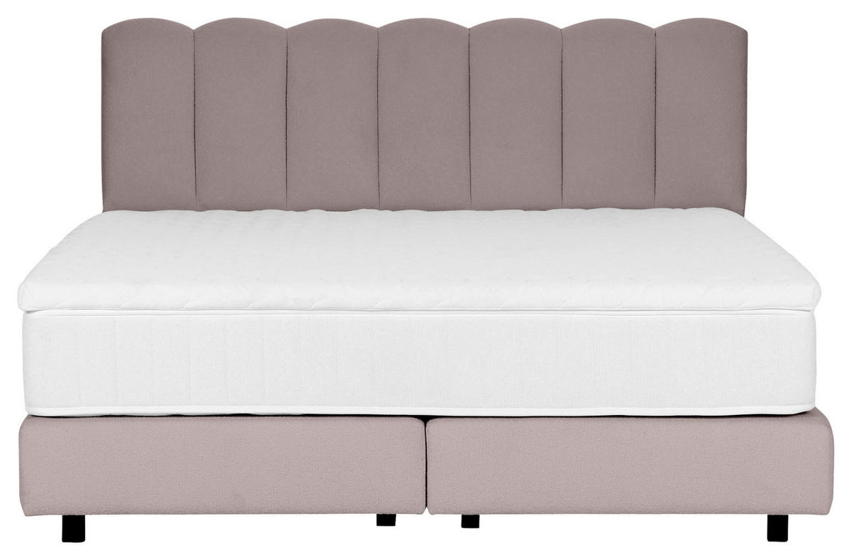 BOXSPRINGBETT 180/200 cm,  in Hellbraun, Topper, Matratzen, H3 = fest  - Hellbraun/Schwarz, Design, Holzwerkstoff/Textil (180/200cm) - Esposa