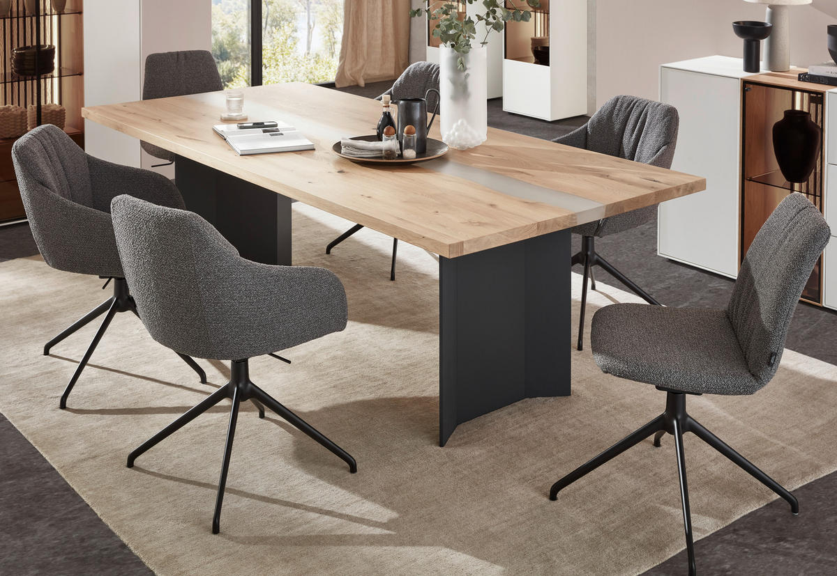 ESSTISCH Kerneiche rechteckig Eichefarben  - Eichefarben/Anthrazit, Natur, Holz (190/95/76cm) - Valnatura