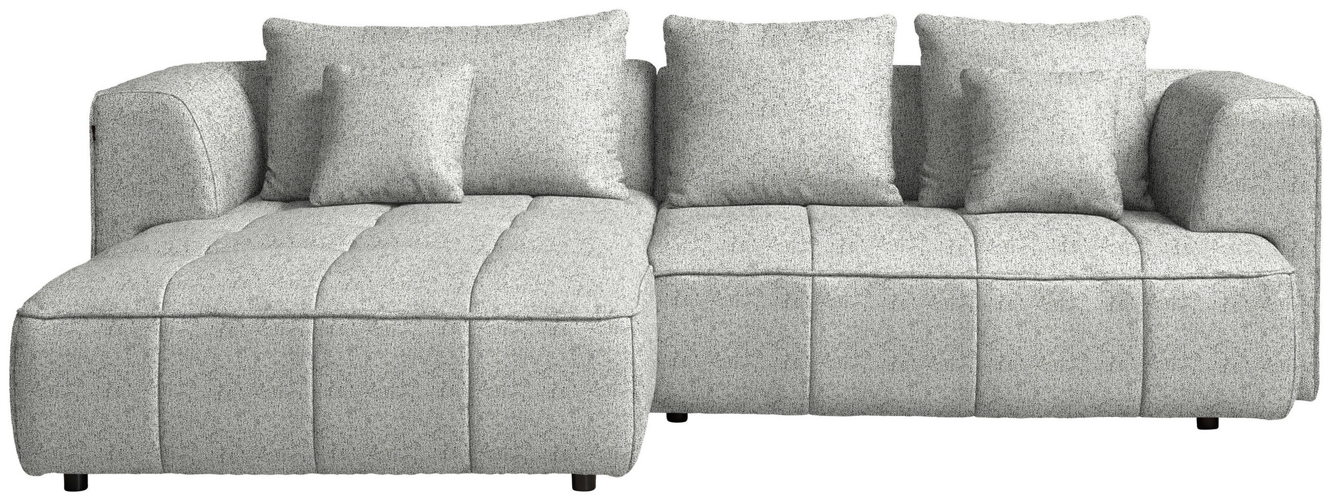 ECKSOFA Webstoff Silberfarben  - Silberfarben/Schwarz, Design, Kunststoff/Textil (188/288cm) - Welnova
