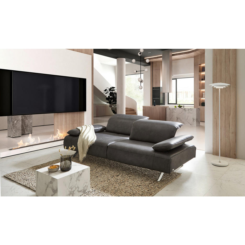 Thumbnail - Johann Jakob 3-Sitzer-Sofa, Schwarz, Leder, Echtleder, Rindleder, 250x78x105 cm, Blauer Engel, Goldenes M, Emas, Fußausw...