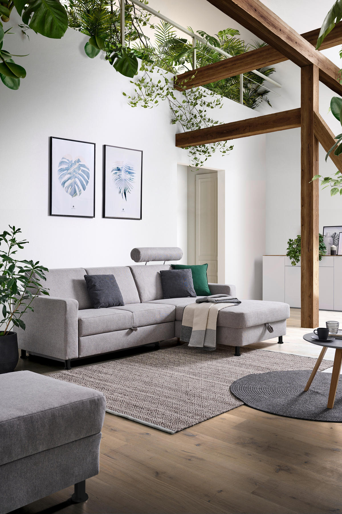 ECKSOFA in Webstoff Platinfarben  257/165 cm  - Platinfarben/Schwarz, Design, Kunststoff/Textil (257/165cm) - Xora