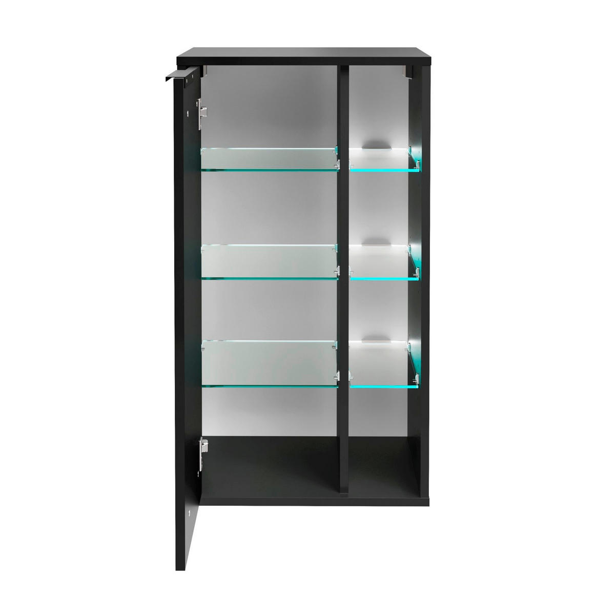 MIDISCHRANK 47/84,2/32 cm  - Eiche dunkel/Schwarz, Basics, Glas/Holzwerkstoff (47/84,2/32cm) - MID.YOU