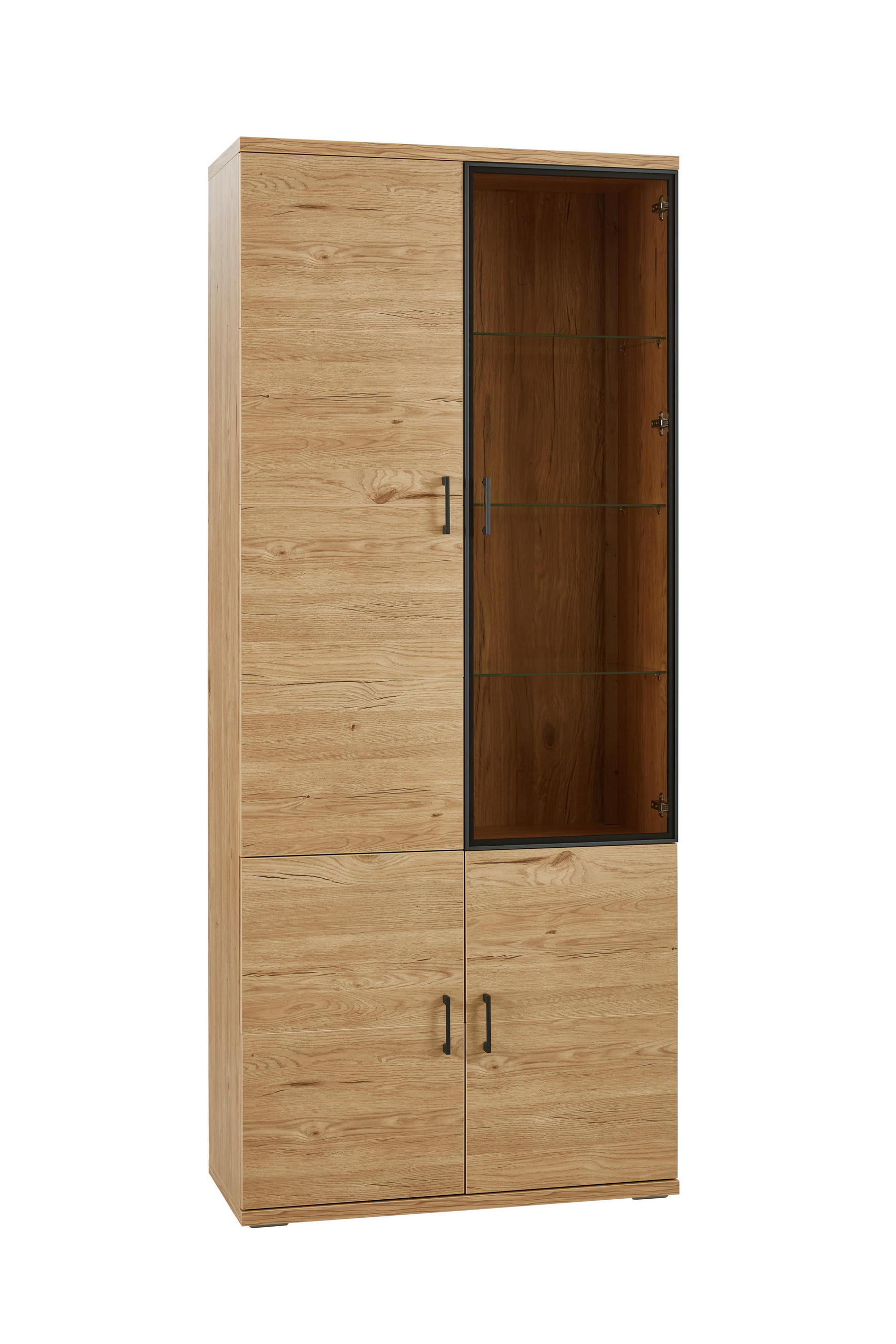 VITRIN tölgyfa színű  - tölgyfa színű/fekete, Lifestyle, műanyag/faalapú anyag (89,8/211,4/40,4cm) - home24