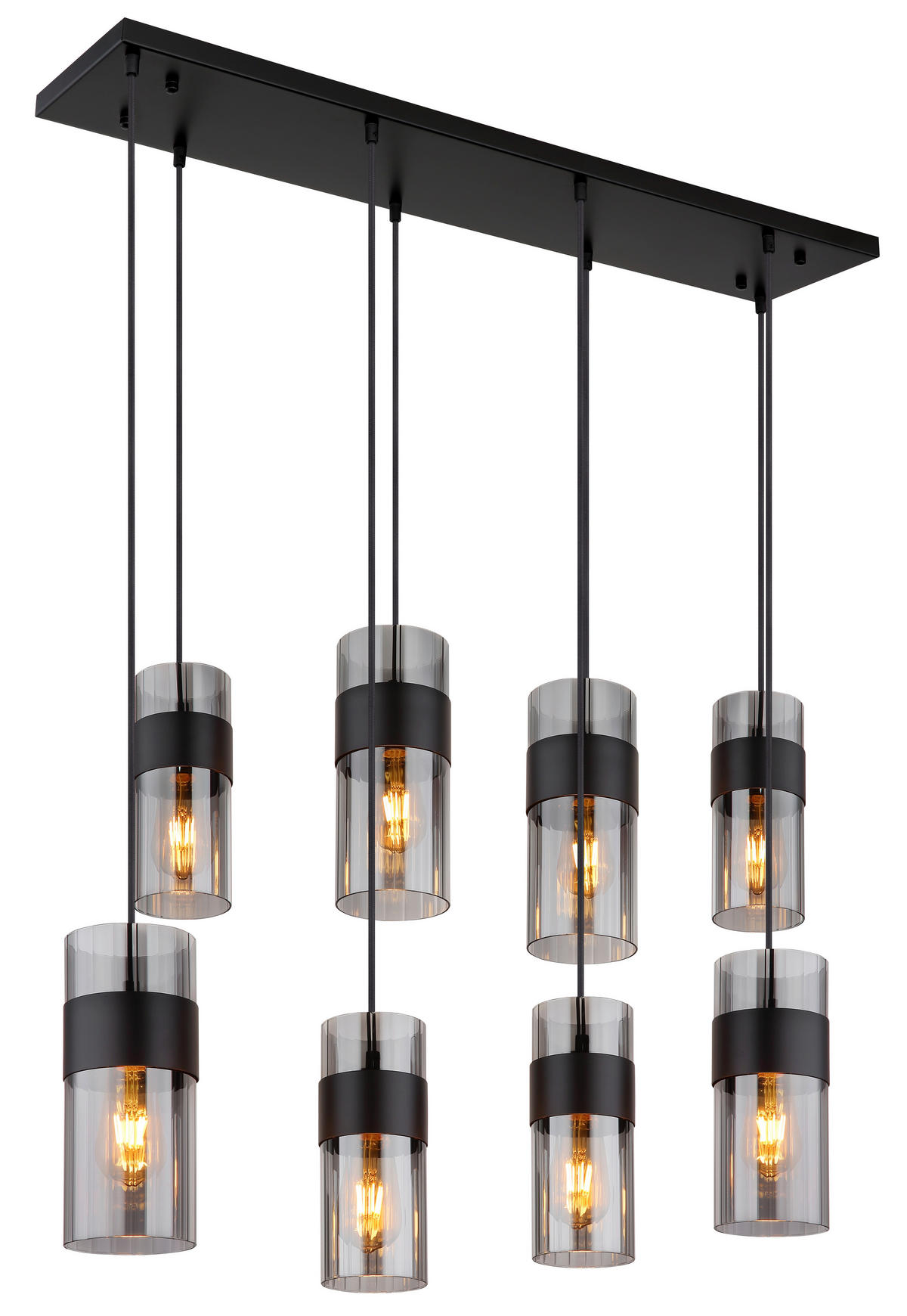 HÄNGELEUCHTE 102/28/150 cm    - Schwarz, Design, Glas/Textil (102/28/150cm) - Globo