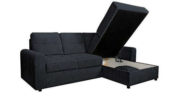 ECKSOFA in Chenille Schwarz  - Schwarz, KONVENTIONELL, Kunststoff/Textil (232/153cm) - Carryhome