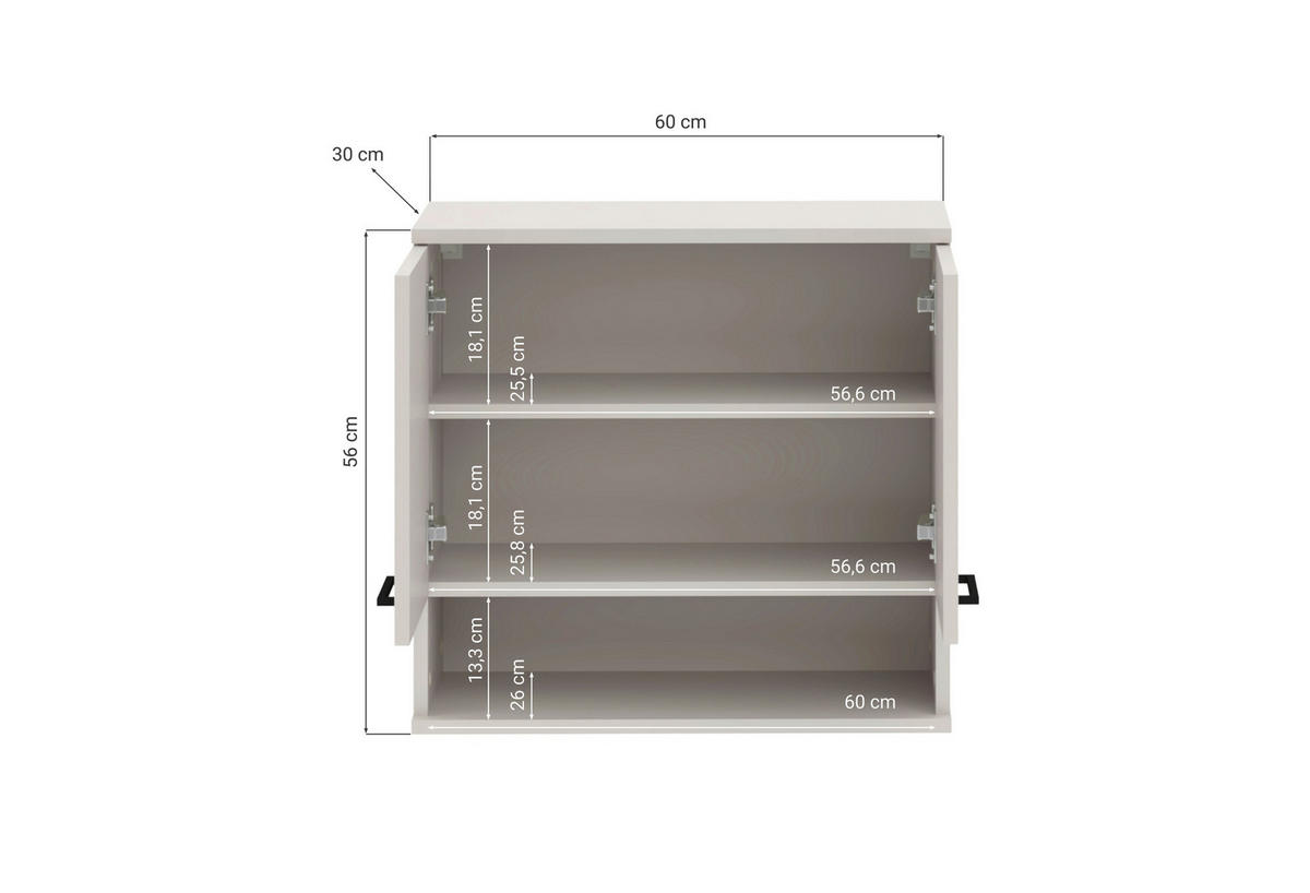 HÄNGESCHRANK 60/56/30 cm  - Kaschmir/Schwarz, Trend, Holzwerkstoff/Metall (60/56/30cm) - Respekta