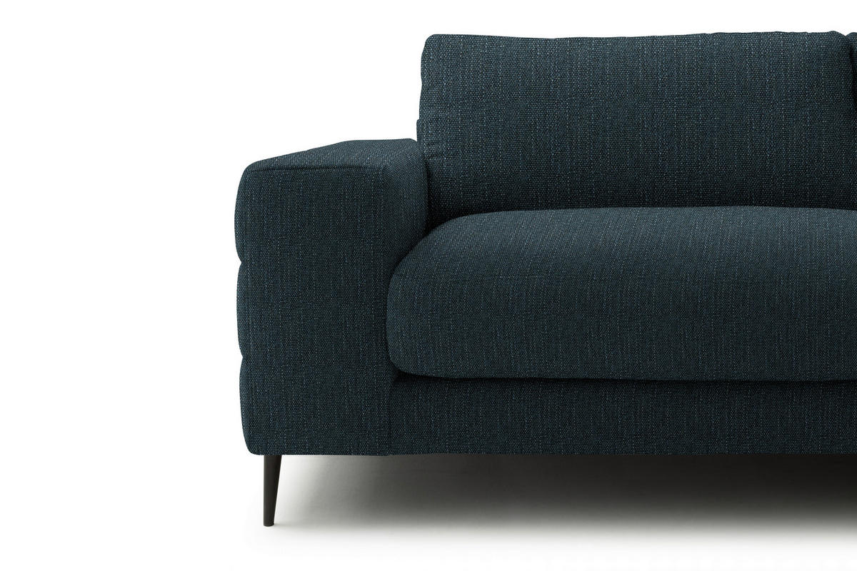 ECKSOFA in Flachgewebe Petrol  - Petrol/Schwarz, Design, Textil/Metall (253/177cm) - Dieter Knoll