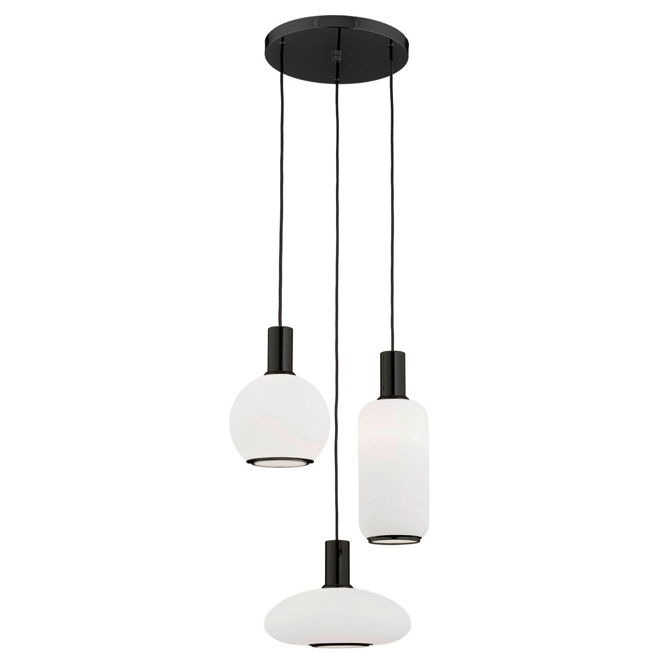 HÄNGELEUCHTE 105/44/44 cm  - Schwarz/Weiß, Basics, Glas/Metall (105/44/44cm)