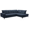 ECKSOFA in Chenille Dunkelblau  310/240 cm  - Schwarz/Dunkelblau, Design, Textil/Metall (310/240cm) - Xora