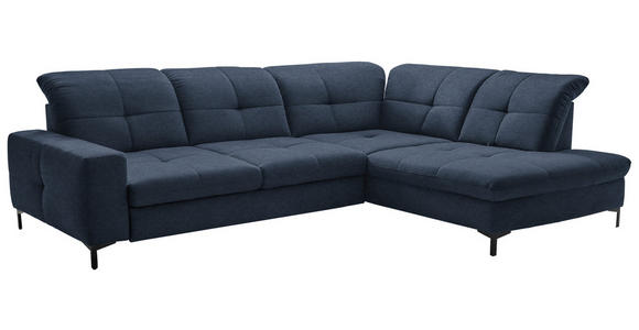 ECKSOFA in Chenille Dunkelblau 310/240 cm - Schwarz/Dunkelblau, Design, Textil/Metall (310/240cm) - Xora