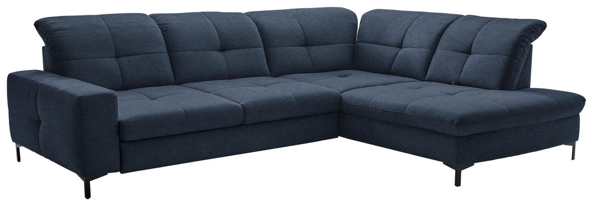 ECKSOFA in Chenille Dunkelblau  - Schwarz/Dunkelblau, Design, Textil/Metall (310/240cm) - Xora