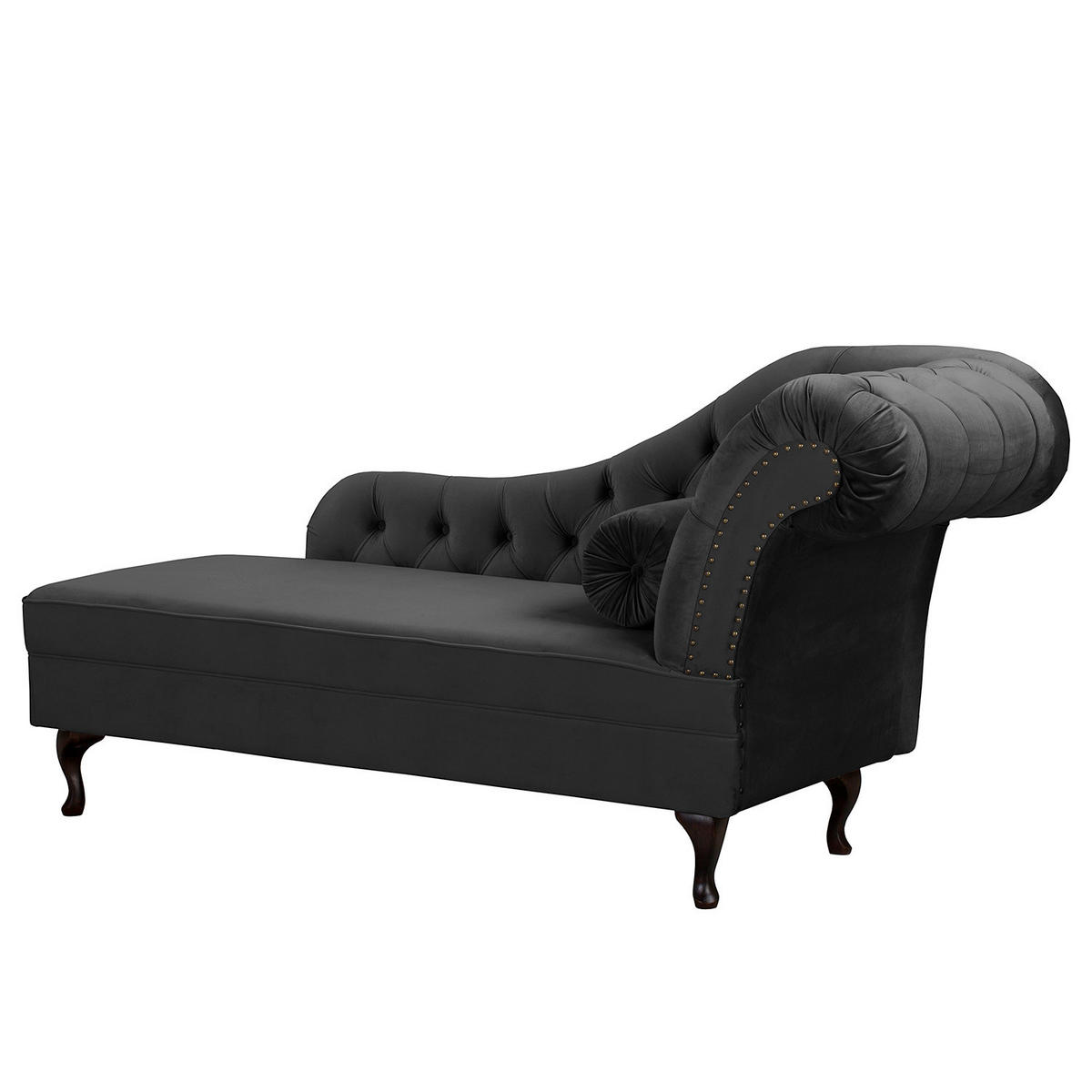 RÉCAMIERE Samt Schwarz  - Schwarz/Braun, Design, Holz/Textil (185/93/75cm) - Livetastic