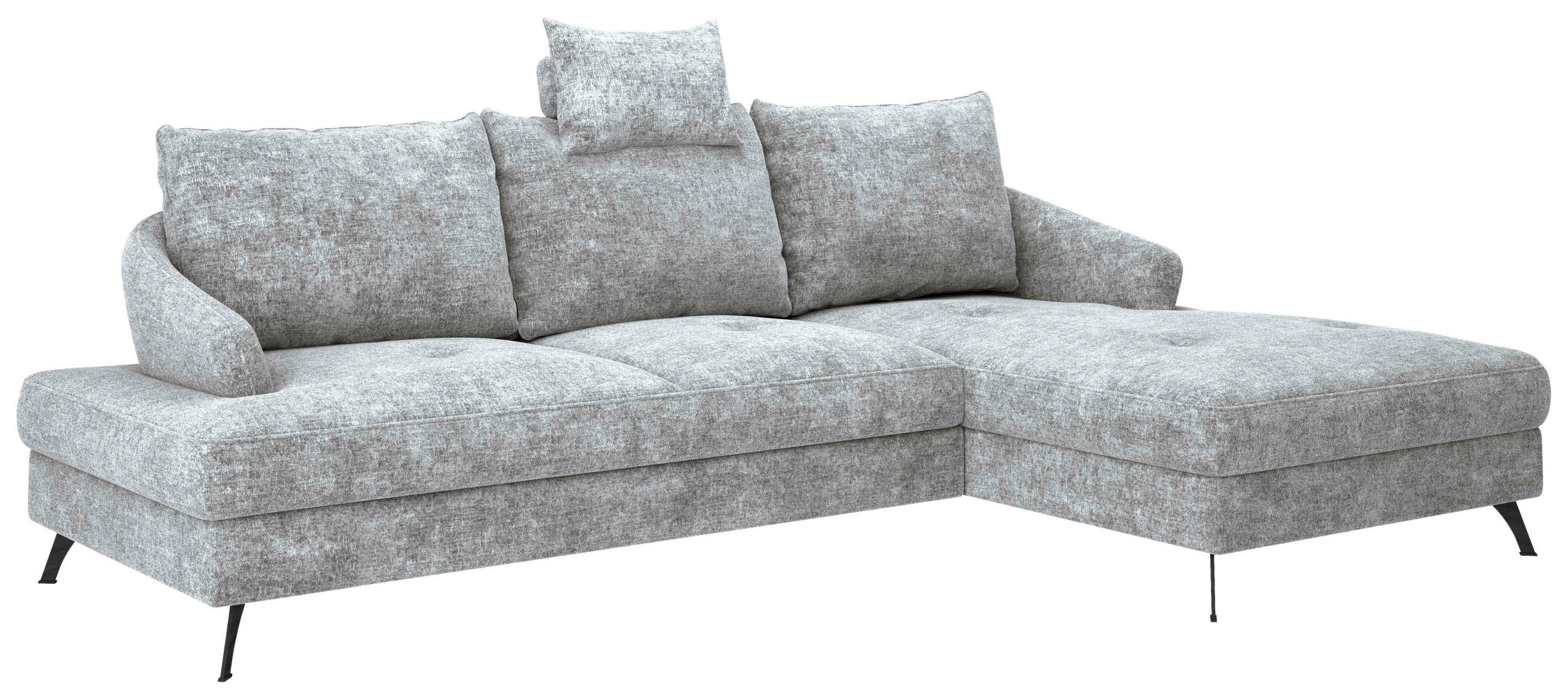 ECKSOFA in Webstoff Grau  - Schwarz/Grau, Konventionell, Textil/Metall (293/183cm) - Carryhome