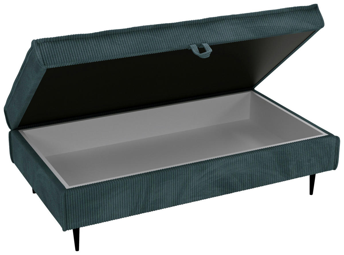 HOCKER in Textil Petrol  - Petrol/Schwarz, Design, Textil/Metall (135/45/75cm) - Livetastic