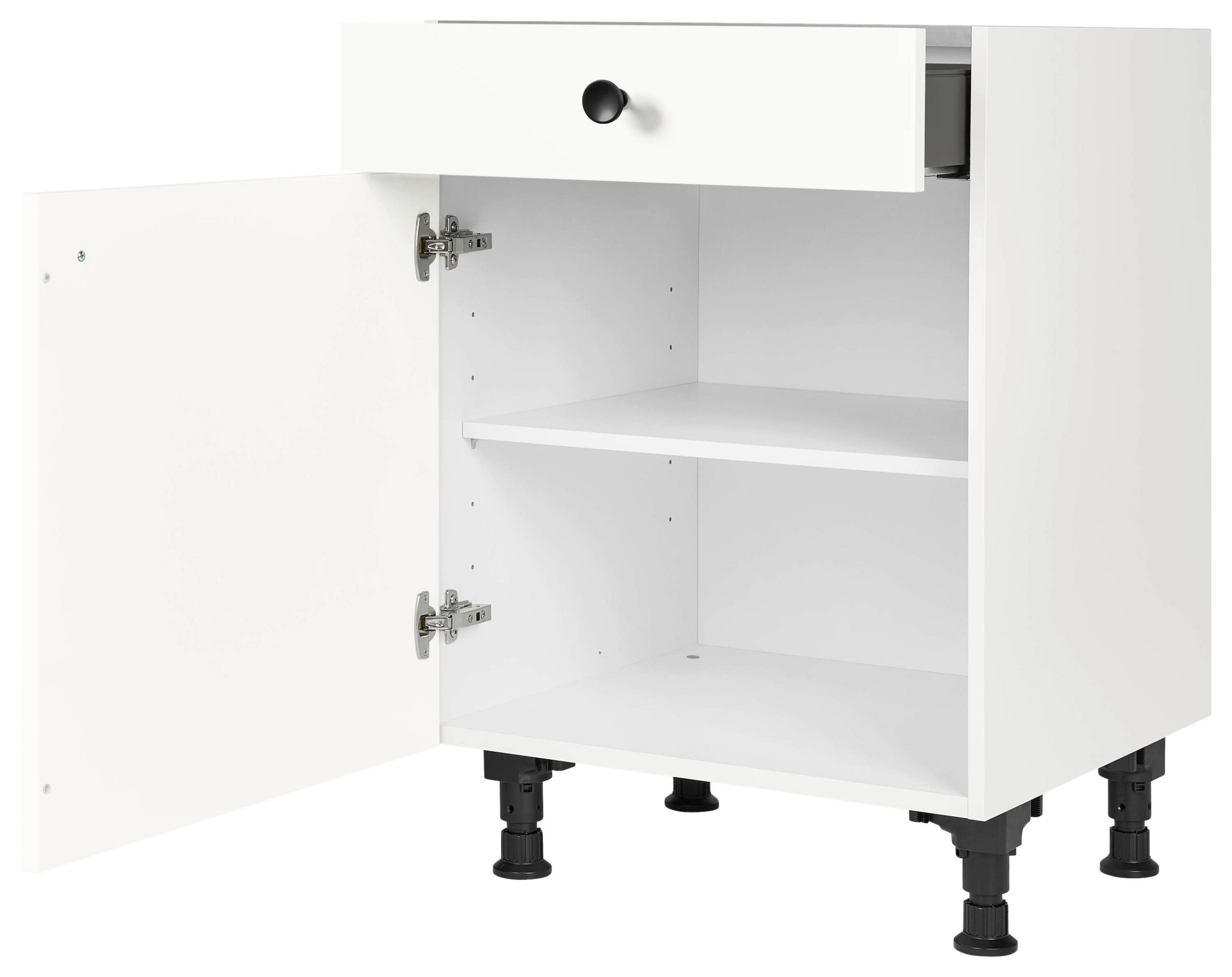 SCHUBKASTENUNTERSCHRANK 60/87/56 cm  in Weiß  - Schwarz/Weiß, MODERN, Holzwerkstoff/Metall (60/87/56cm) - Nobilia
