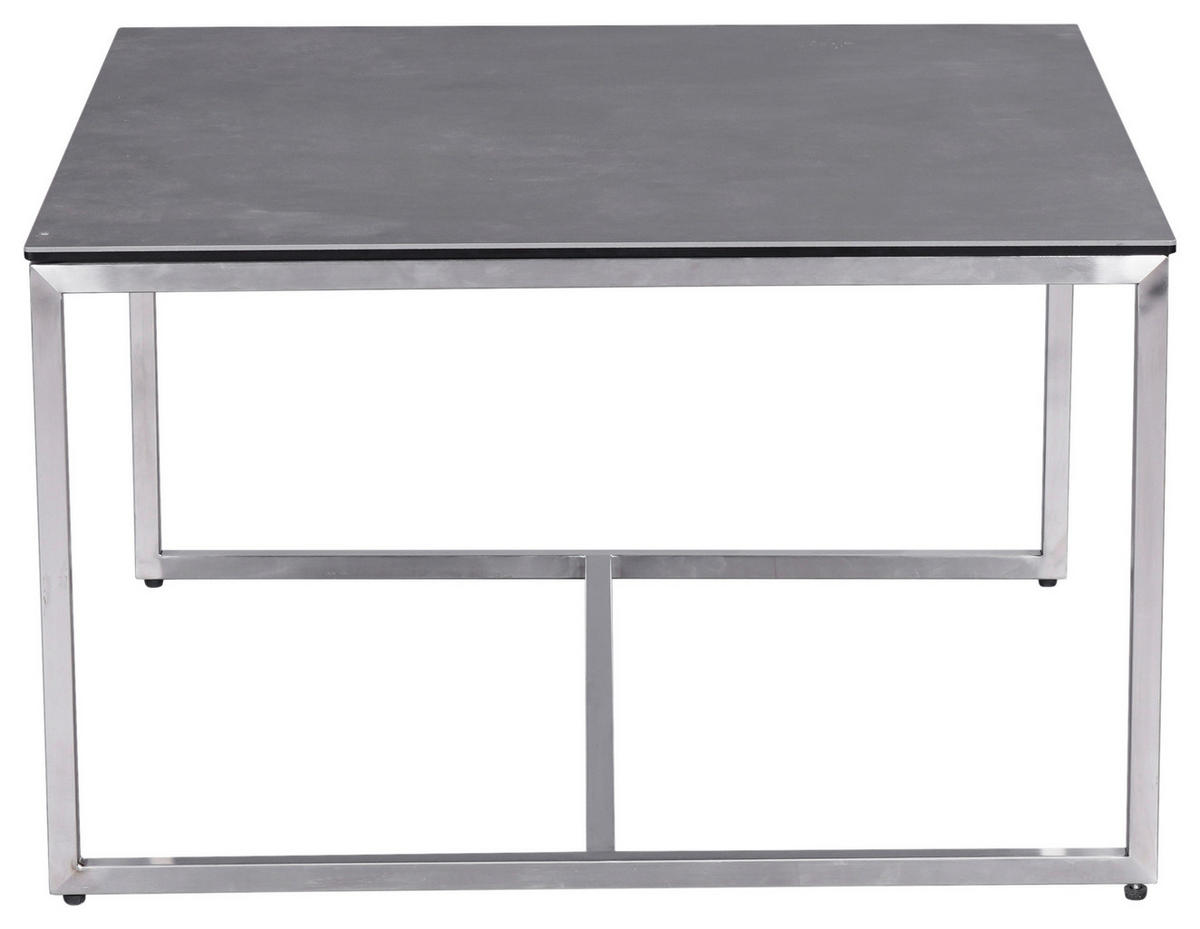 COUCHTISCH in Metall, Glas, Keramik 70/70/42 cm  - Edelstahlfarben/Anthrazit, Design, Glas/Keramik (70/70/42cm) - Novel