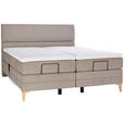 BOXSPRINGBETT 200/200 cm  in Hellbraun  - Chromfarben/Hellbraun, KONVENTIONELL, Kunststoff/Textil (200/200cm) - Voleo