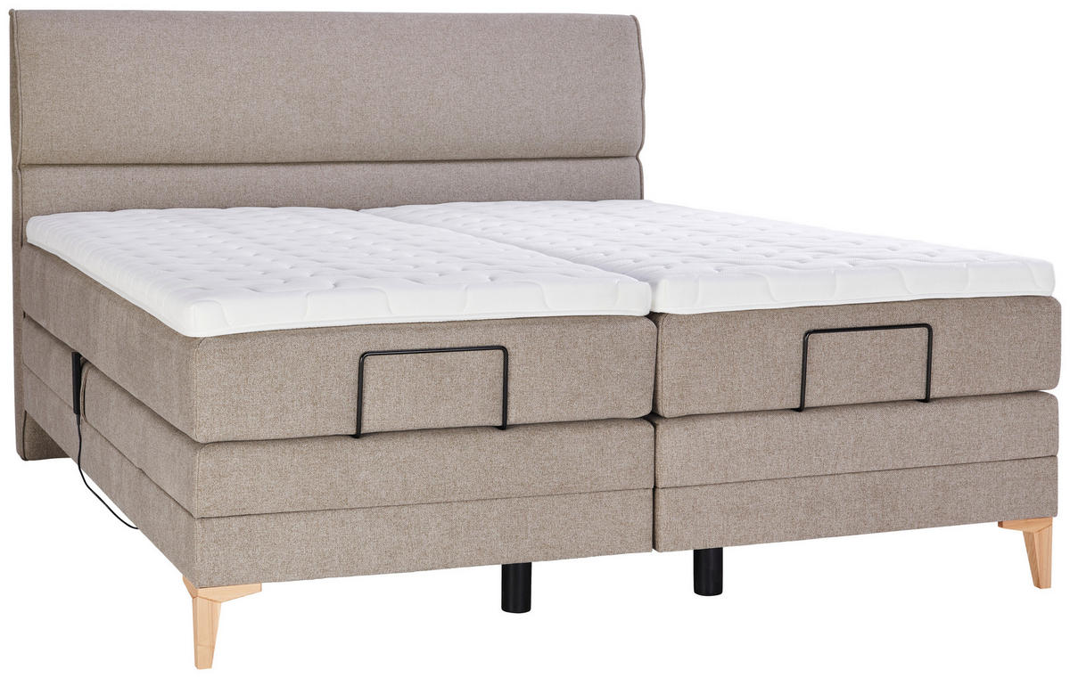 BOXSPRINGBETT 160/200 cm  in Hellbraun  - Chromfarben/Hellbraun, Konventionell, Kunststoff/Textil (160/200cm) - Voleo