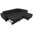 ECKSOFA Schwarz Velours  - Schwarz, KONVENTIONELL, Textil/Metall (255/217cm) - Carryhome