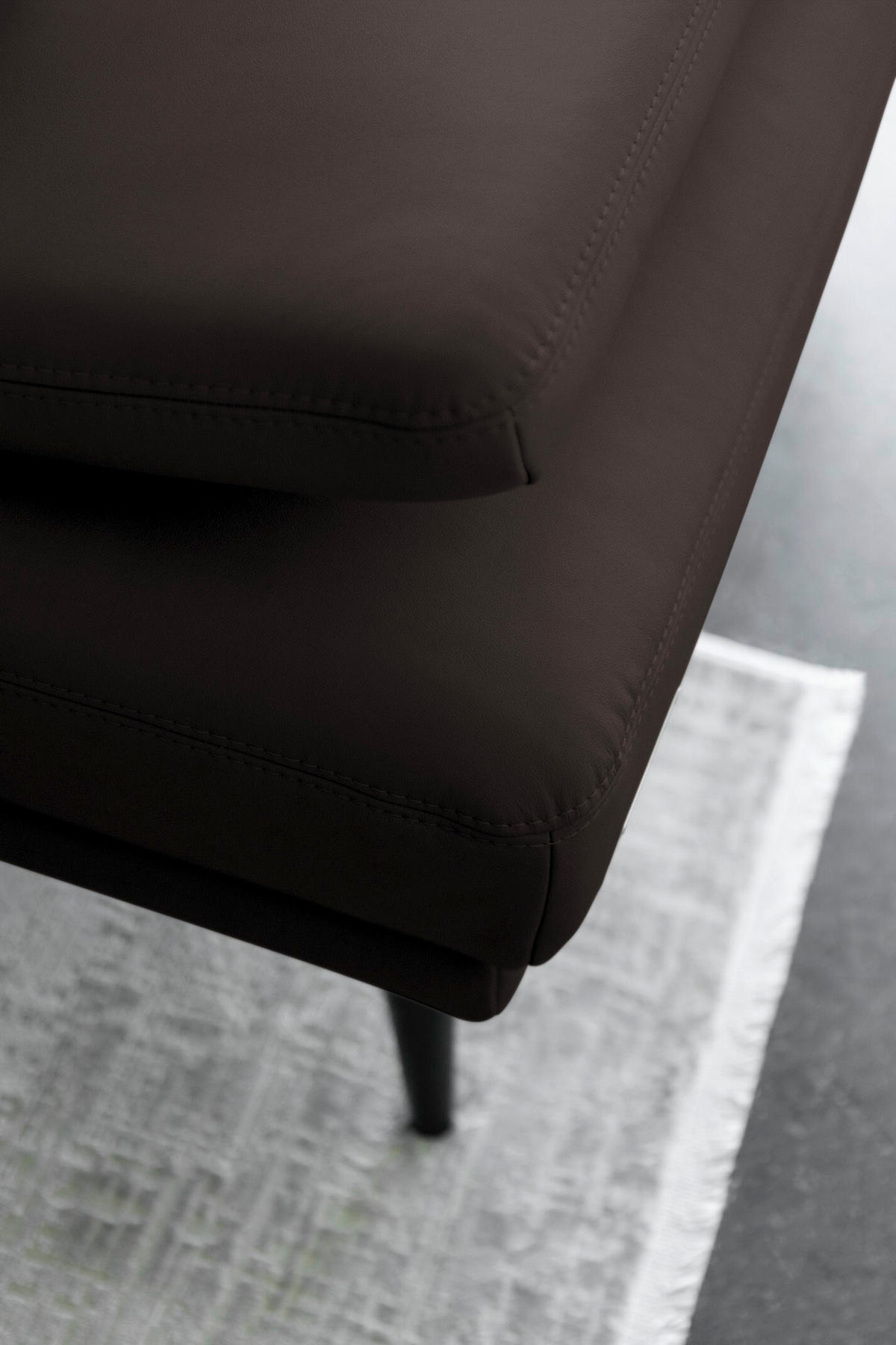 ECKSOFA Echtleder Schwarzbraun  - Schwarzbraun/Schwarz, Konventionell, Leder/Metall (301/180cm) - Joop!