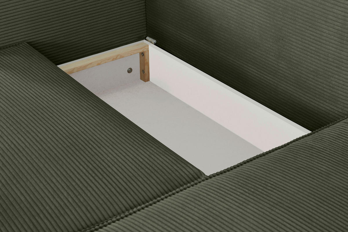 ECKSOFA in Feincord Olivgrün  - Schwarz/Olivgrün, Konventionell, Kunststoff/Textil (242/151cm) - Carryhome