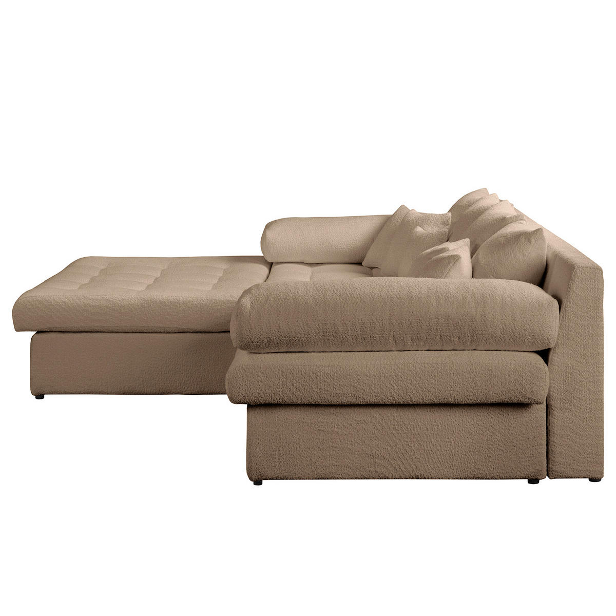 ECKSOFA Naomi in Chenille Hellbraun Rückenkissen  243/284 cm  - Hellbraun/Schwarz, Design, Kunststoff/Textil (243/284cm) - P & B