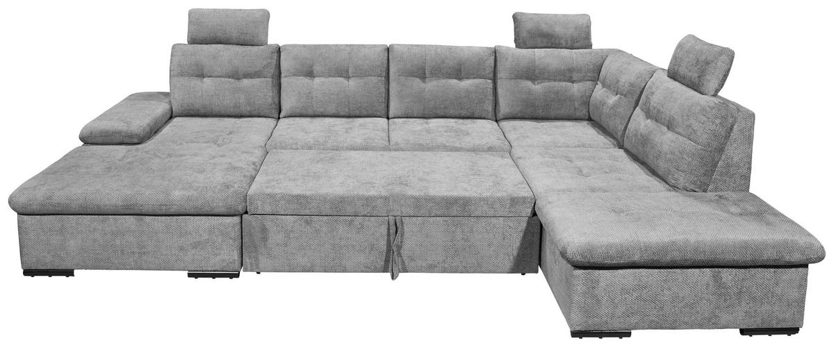 WOHNLANDSCHAFT RONDA Grau Webstoff  - Schwarz/Grau, Basics, Kunststoff/Textil (170/324/218cm) - Livetastic