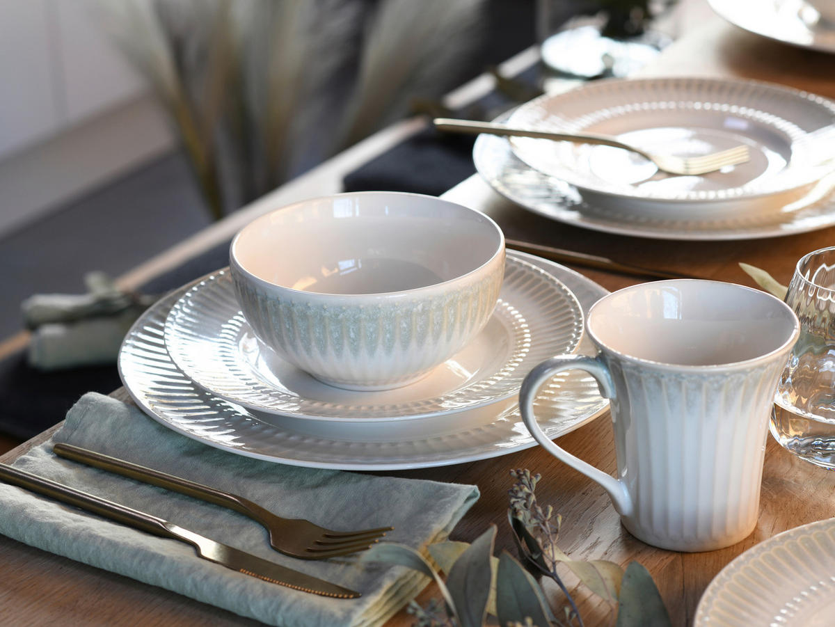 KOMBISERVICE Creme, Perlmutt Celadon Beige 16-teilig 4 Personen  - Perlmutt/Creme, Basics, Keramik - Creatable