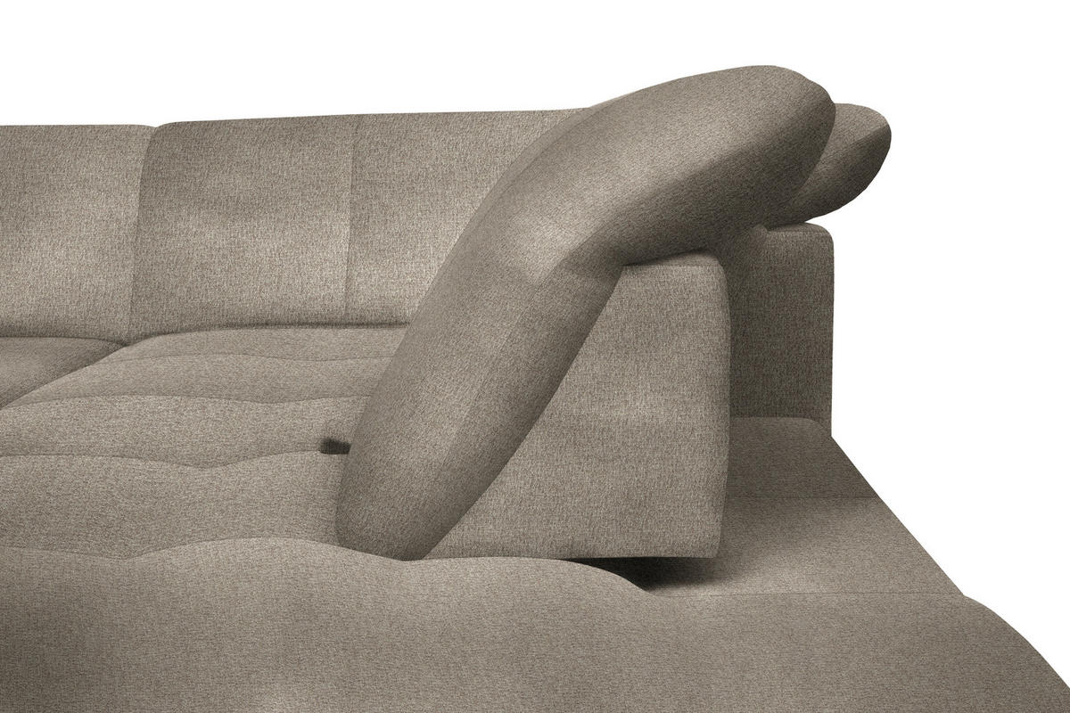 ECKSOFA in Flachgewebe Beige  - Beige/Schwarz, Design, Textil/Metall (242/313cm) - Xora