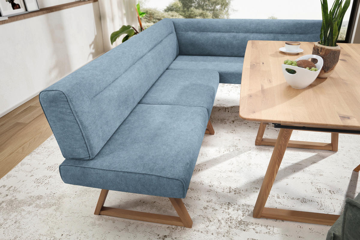 ECKBANK 230/170 cm  in Eichefarben, Hellblau  - Eichefarben/Hellblau, KONVENTIONELL, Holz/Textil (230/170cm) - Moderano