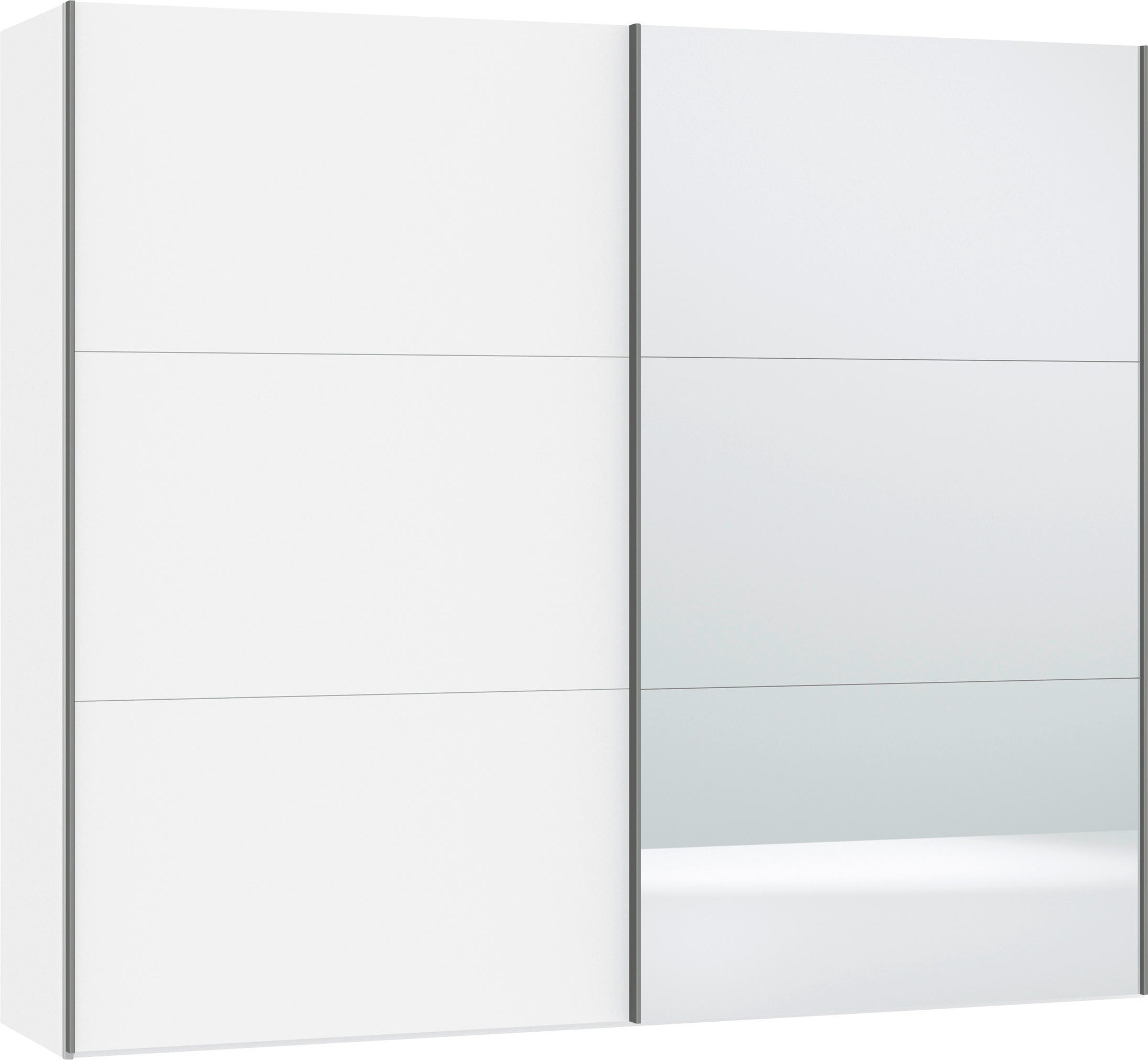 SCHWEBETÜRENSCHRANK  in Weiß, Weiß Hochglanz  - Weiß Hochglanz/Silberfarben, Design, Glas/Holzwerkstoff (252/220/65cm) - Jutzler